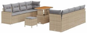 vidaXL Σετ Καναπέ Κήπου Ρυθμιζόμενο ύψος 11 pcs Μπεζ συνθετικό ρατάν