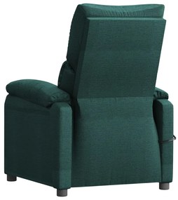 vidaXL Πολυθρόνα Μασάζ Ηλεκτρική Σκούρο Πράσινο Υφασμάτινη