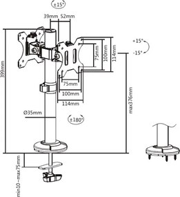 Βάση γραφείου BRATECK LDT40-G02 για 2 οθόνες 17"-32"
