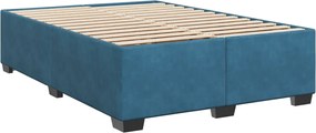 vidaXL Κρεβάτι Boxspring με Στρώμα Μπλε 140x200 εκ. Βελούδινο