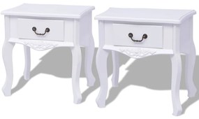 vidaXL Κομοδίνα 2 τεμ. Λευκά από MDF
