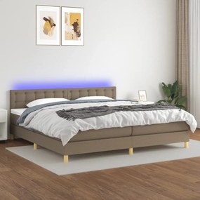 ΚΡΕΒΑΤΙ BOXSPRING ΜΕ ΣΤΡΩΜΑ &amp; LED TAUPE 200X200 ΕΚ. ΥΦΑΣΜΑΤΙΝΟ 3134065