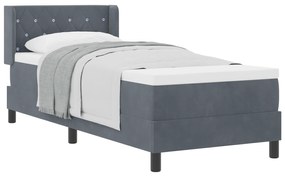 vidaXL Κρεβάτι Box Spring  με Στρώμα Σκούρο Γκρί 80x200 εκ Βελούδο