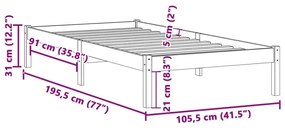 Σκελετός Κρεβατιού Χωρίς Στρώμα Twin 100x190εκ. Μασίφ Πεύκο - Καφέ