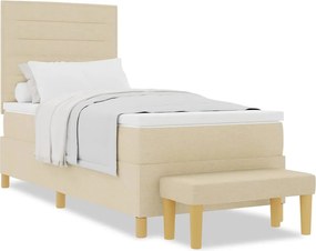 vidaXL Κρεβάτι με ελατήρια με μαξιλάρι Κρεμ 200 x 90 εκ. ύφασμα