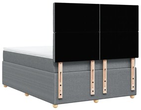 vidaXL Κρεβάτι Boxspring με Στρώμα Ανοιχτό Γκρι 140x190 εκ. Υφασμάτινο