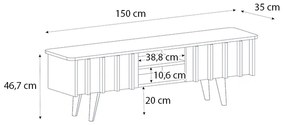 Έπιπλο τηλεόρασης Gemma Megapap χρώμα sepet oak 150x35x46,7εκ.