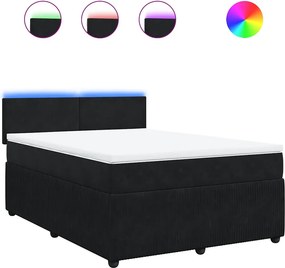 vidaXL Κρεβάτι Boxspring με Στρώμα Μαύρο 140x200 εκ. Βελούδινο