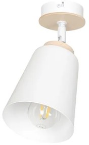 Σποτ Φωτιστικό Οροφής 1xE27 Ατσάλι-Ξύλο ATLAS Made in Poland Emibig-724/1-Λευκό 724/1