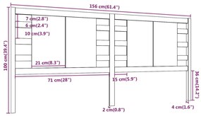vidaXL Κεφαλάρι Κρεβατιού Λευκό 156 x 4 x 100 εκ. Μασίφ Ξύλο Πεύκου