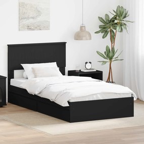 vidaXL Κρεβάτι Αποθήκης Μαύρο 100 x 200 cm Επεξεργασμένο Ξύλο