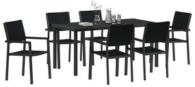 vidaXL Σέτ φαγητού για κήπο 7 pcs Μαύρο Πολυ ράταν