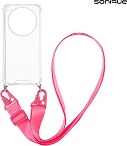 Θήκη Σιλικόνης με Strap Sonique Armor Clear Oppo Find X8 Pro 5G Φούξια