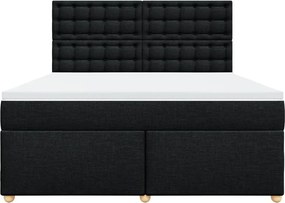 vidaXL Κρεβάτι Boxspring με Στρώμα Μαύρο 180x200 εκ. Υφασμάτινο