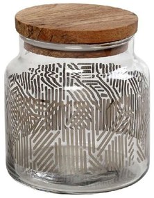 Βάζο Αποθήκευσης Με Καπάκι Labyrinth RAB659 635ml Φ10x11cm Silver Espiel Wood, Glass