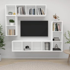 vidaXL Σετ Επίπλου Τηλεόρασης 4 Τεμαχίων Λευκό από Επεξεργασμένο Ξύλο