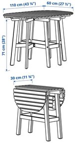 ASKHOLMEN πτυσσόμενο τραπέζι/εξωτερικού χώρου, 30-110 cm 105.575.26