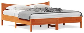 Πλαίσιο Κρεβατιού με Κεφαλάρι 200x200 εκ Μασίφ Ξύλο Πεύκου - Καφέ