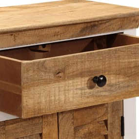 vidaXL Ντουλάπι Λευκό και Καφέ 55x30x73 εκ. Μασίφ Ακατεργ. Ξύλο Μάνγκο