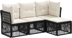 vidaXL Σετ Καναπέ Κήπου 4 pcs Μαύρο συνθετικό ρατάν