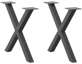 vidaXL Πόδια τραπεζιού σαλονιού σε σχήμα Χ 2 τεμάχια Ανθρακί