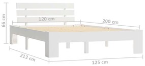 Πλαίσιο Κρεβατιού Λευκό 120 x 200 εκ. από Μασίφ Ξύλο Πεύκου - Λευκό