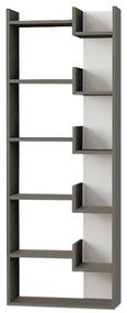 Βιβλιοθήκη Oppa Megapap χρώμα ανθρακί - λευκό 60x22x162εκ.