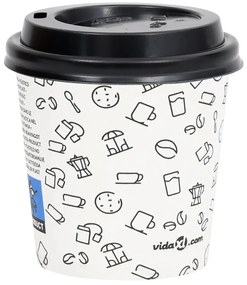 vidaXL Ποτήρια Καφέ Χάρτινα με Καπάκια 120 ml 250 Τεμάχια Λευκά&Μαύρα