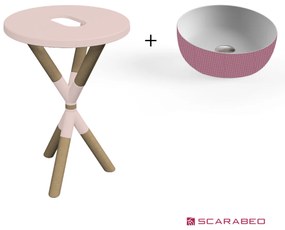 Scarabeo Cross 2501F0-9854 Antique Pink Πάγκος Με Νιπτήρα Glam Pois Pink Ø39εκ.