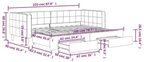 Καναπές Κρεβάτι Συρόμενος Σκ. Πράσινο 80x200 Βελούδο Συρτάρια - Πράσινο