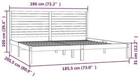 vidaXL Πλαίσιο Κρεβατιού 180 x 200 εκ. Μασίφ Ξύλο Super King Size