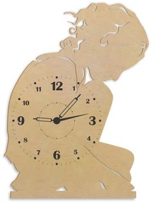 Intra απο ξύλο plywood 3mm-4mm πάχος - Ρολόι τοίχου Lonely Girl Διακόσμηση τοίχου Δίασταση 30x30 cm Intraeaxys-6o3y35j7