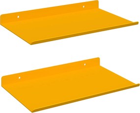 vidaXL Πλωτό ράφι 2 pcs Χαμομηλί κίτρινο 30 x 18 x 2,5 εκ Ατσάλι