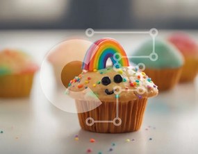 Intra Συλλεκτικό Ξύλινο Παζλ Plywood  4mm - Πολύχρωμο Sprinkle Cupcake με χαμογελαστά πρόσωπα Σε Ξύλινο Κουτί - Διαστάσεις: 10x10 cm – 25 κομμάτια