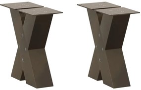 vidaXL Πόδια τραπεζιού σαλονιού σε σχήμα Χ 2 τεμ. Φυσικό ατσάλι
