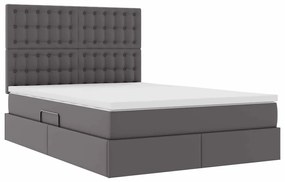 vidaXL Κρεβάτι Αποθήκης με στρώμα Γκρι 140 x 190 cm Τεχνητό Δέρμα