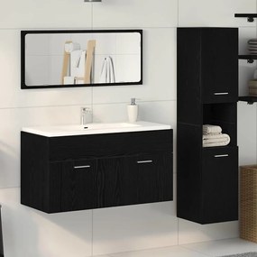vidaXL Σετ Επίπλων Μπάνιου  3 τεμάχια Μαύρη Δρυς Μηχανικό ξύλο, γυαλί