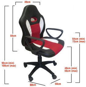 Καρέκλα Γραφείου NEWSKILL Μαύρο/Κόκκινο 58x60x90-100cm