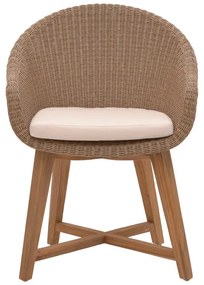 Καρέκλα - Πολυθρόνα Solso σκελετός αλουμινίου με teak πόδι σε Φυσικό και κρεμ μαξιλάρι 62x58x78 εκ. 62x58x78 εκ.