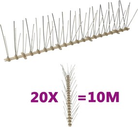 vidaXL Απωθητικές Ακίδες Περιστεριών 5 Σειρών Σετ των 20 10 μ Πλαστικ.