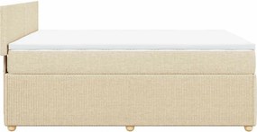 vidaXL Κρεβάτι Boxspring με Στρώμα Κρεμ 140x200 εκ. Υφασμάτινο