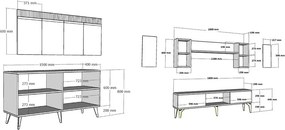 Stewehome Σετ Έπιπλο Τηλεόρασης Defne Λευκό Ασημί 150x40x80 cm