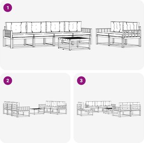 vidaXL Σειρά Καναπέ Εξωτερικού με μαξιλάρι 6 pcs Λευκό και Μπεζ