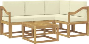 vidaXL Σειρά Καναπέ Εξωτερικού με μαξιλάρι 5 pcs Λευκό και Κρεμ