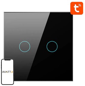 Avatto Έξυπνος Διακόπτης Χωνευτός ZigBee ZTS02-EU-B2 (2 κουμπιά) TUYA (Μαύρο)