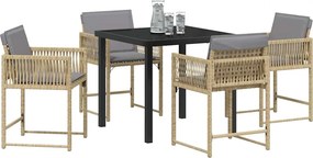 vidaXL Σέτ φαγητού για κήπο 5 pcs Μπεζ συνθετικό ρατάν