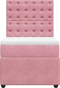 vidaXL Κρεβάτι Boxspring με Στρώμα Ροζ 100x200 εκ. Βελούδινο
