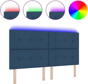 vidaXL LED κεφαλάρι με φώτα λωρίδας LED Μπλε 180 cm Πολυεστέρας