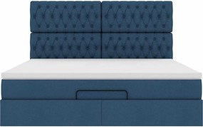 vidaXL Οθωμανικό κρεβάτι με στρώμα μπλε 160x200cm ύφασμα