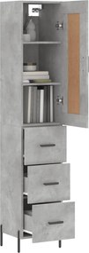 vidaXL Ντουλάπι Γκρι Σκυροδέματος 34,5x34x180 εκ. Επεξεργασμένο Ξύλο